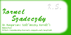 kornel szadeczky business card